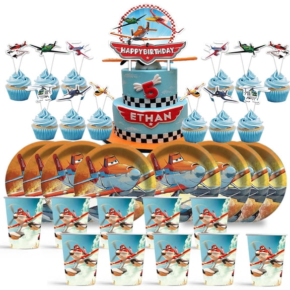 Planes Fire and Rescue Birthday Paper Cups Party Funny Supplies Paper Plates Decoration Cake Topper