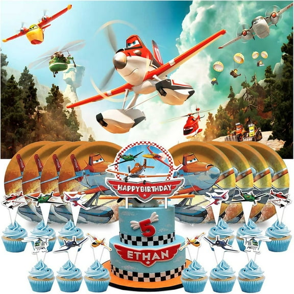Planes Fire and Rescue Birthday Supplies Plates Decorations Decor Backdrop Banner Cake Topper Fans