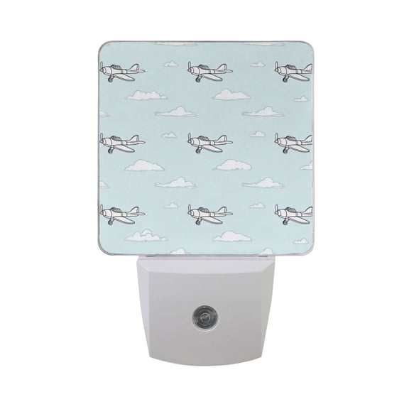 Planes and Clouds Cartoon LED Night Light Sensor Lamp Plug-in Adjustable Brightness 2 Pack