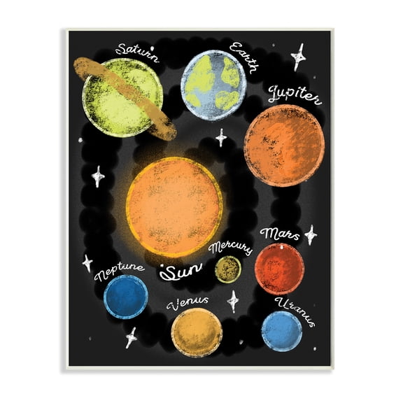 Stupell Industries Solar System Playful Planet Chart Earth Mars Sun,10 x 15,Designed by Daphne Polselli