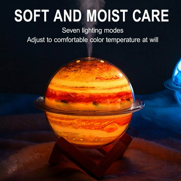 Planet Air Humidifier 330ML with LED light, USB Cool Mist Humidifier, Nursery Portable, Raindrop Car, Cute Humidifier for Bedroom, Cool Mini Diffuser