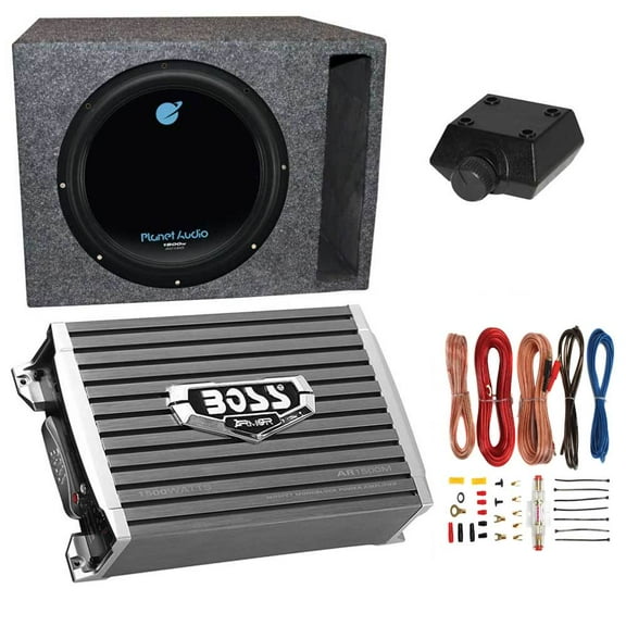 Planet Audio 1800W Subwoofer with 1500W Amplifier, Amp Kit & Q-Power Enclosure