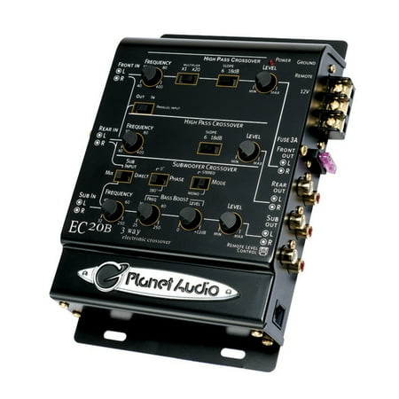 Planet Audio EC20B Car Electronic Crossover – 3 Way, Pre-amp, Fine Tune Your High-Mid-Low Range Speaker Frequencies, Equalizer, DPS Audio Processor, Remote Subwoofer Control
