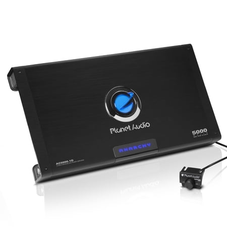 Planet Audio AC5000.1D Anarchy Series Class D Monoblock Car Amplifier - 5000 High Output, 1 Ohm Stable, Low Level Inputs, Low Pass Crossover, MOSFET Power