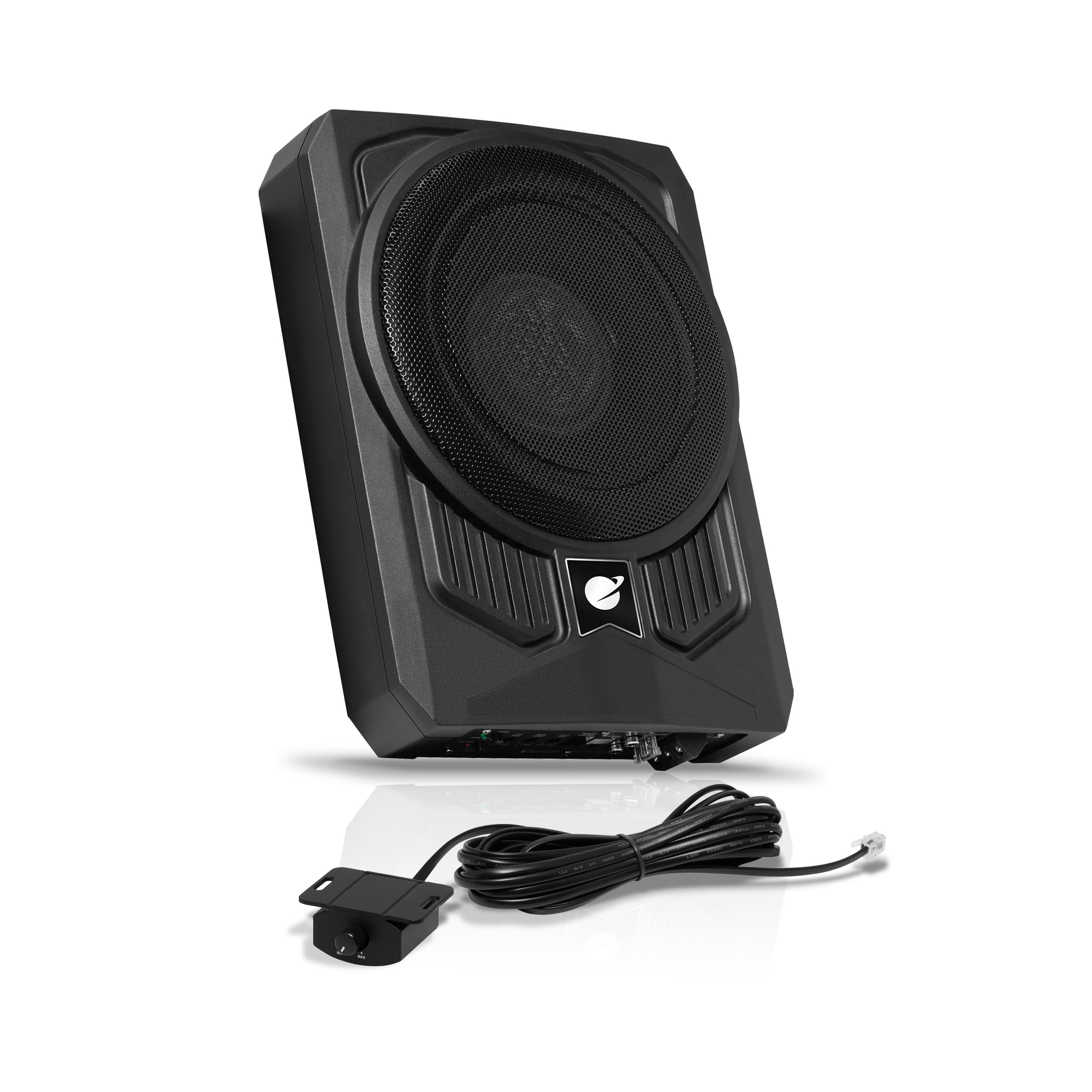 10Inch LowProfile Amplified Subwoofer System 900 Watt Compact Enclosed Active Underseat Car