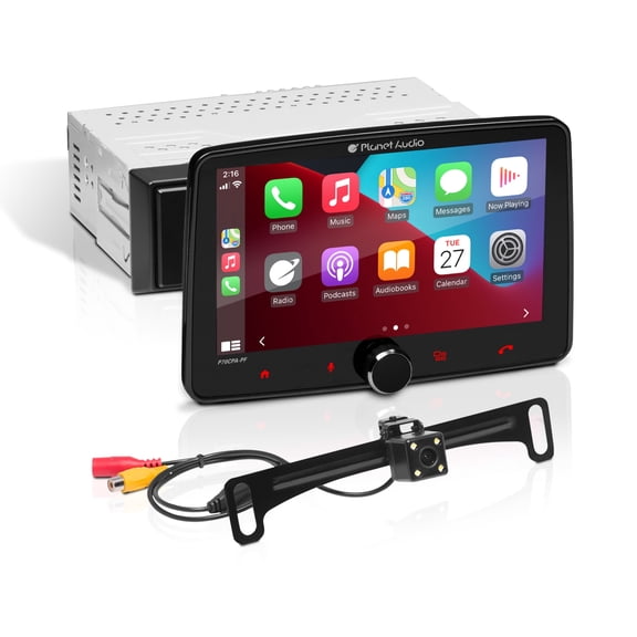 Planet Audio P70CPA-PCF Car Stereo System - Apple CarPlay, Android Auto, Single Din With 7 Inch Touchscreen, Bluetooth Audio and Calling Head Unit, AM/FM Radio Receiver, No CD Player