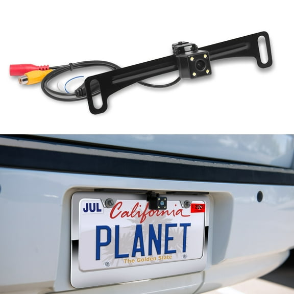 Planet Audio PCAM40B Rear-View License Plate Mount High-Resolution Color Camera