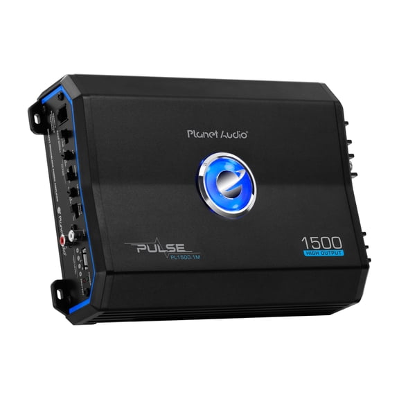 Planet Audio PL1500.1M Pulse Series Monoblock Class A/B Car Amplifier - 1500 High Output, 2-8 Ohm Stable, High/Low Level Inputs, Low Pass Crossover, MOSFET, Hook Up To Subwoofer For Bass