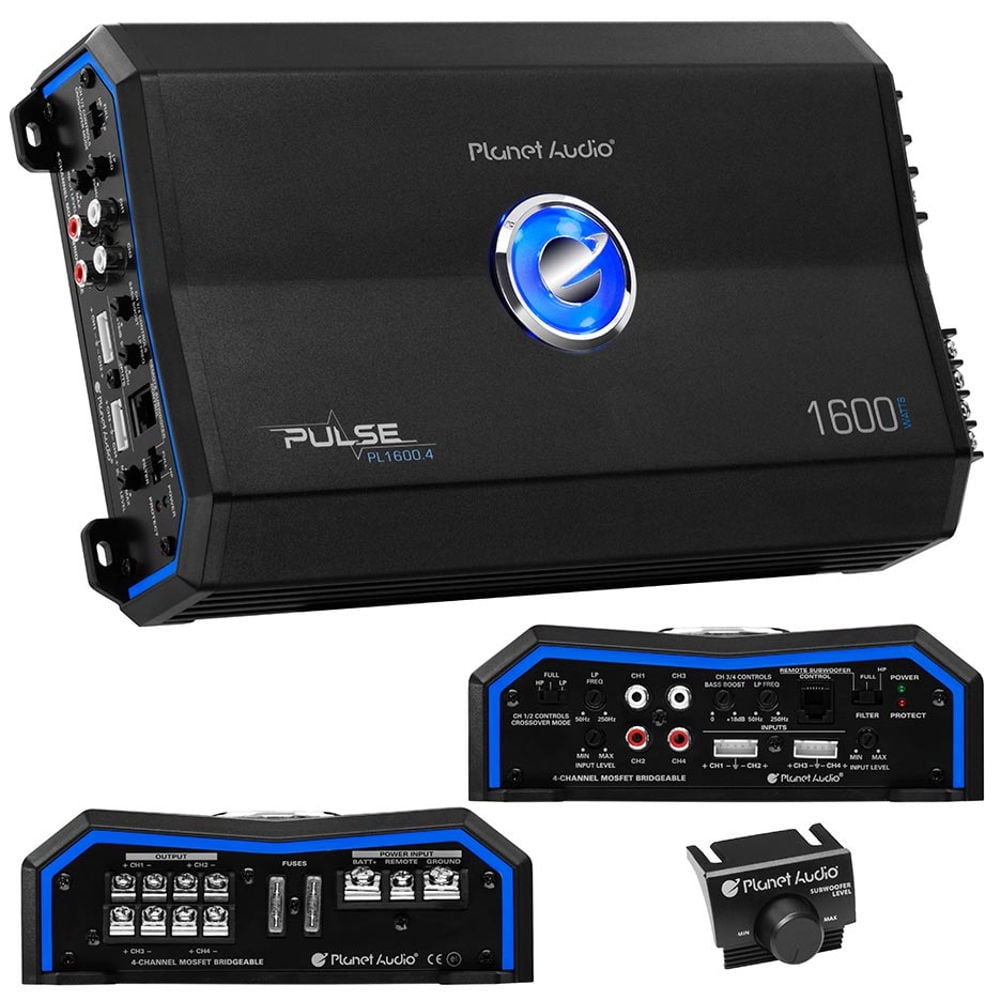 Planet Audio PL1600.4 Pulse 1600W 4 Channel Car Amplifier Remote Control 2-8 Ohm