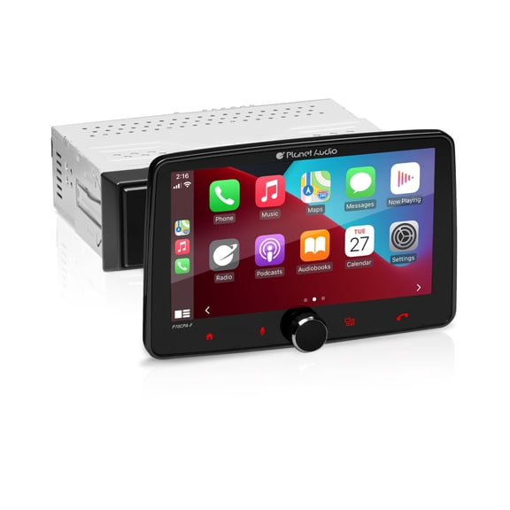 Planet Audio P70CPA-F Car Audio Stereo System - Apple CarPlay, Android Auto, Single Din With 7 Inch Touchscreen, Bluetooth Audio & Calling Head Unit, No CD Player, Radio Receiver, Hook To Amplifier