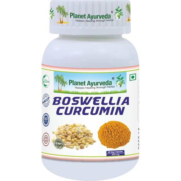 Planet Ayurveda Boswellia Curcumin - 2 Bottles (Each 60 Capsules, 500mg)