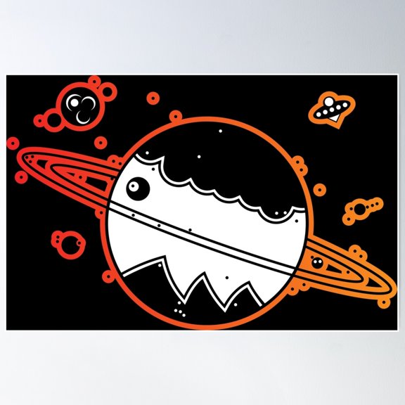 Planet (Black / White / Red Orange Gradient) Poster Wall Art, Modern Wall Decor For Living Room Bedroom, 8x12 UNFRAMED