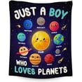 thumbnail image 1 of Planet Blanket Gifts - 50x40 Inches Cute Planets Throw Blanket for Kids, Boys & Men - Dark Blue Soft Fuzzy Blankets for Crib, Couch & Travel, 1 of 1