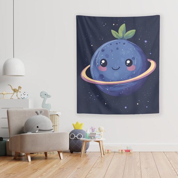 Planet Blueberry Wall Tapestry by Dancing Littles Jungle