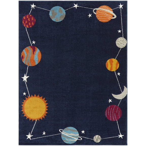 Planet Border Kids Area Rug