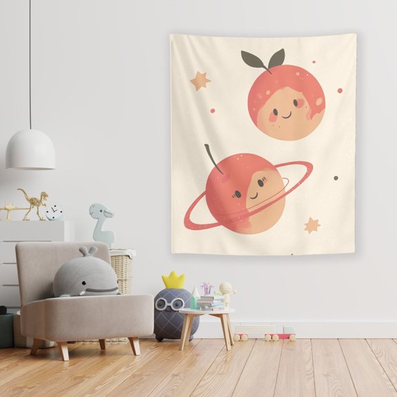 Planet Cherries Wall Tapestry by Dancing Littles Jungle