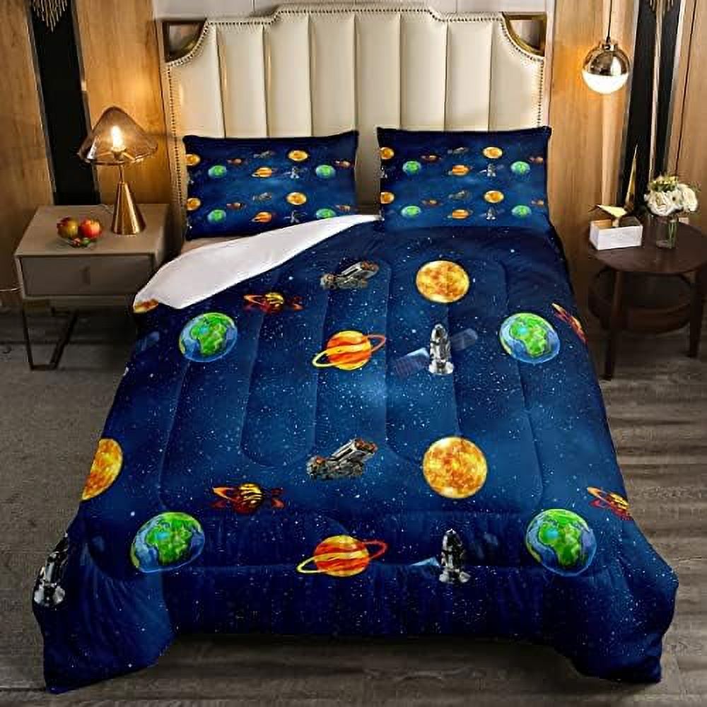Comforter Set Outer Space Adventure Bedding Set for Boys Girls