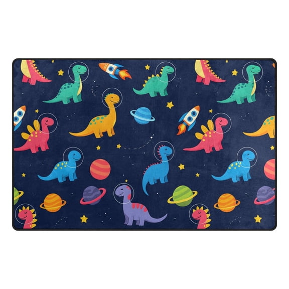 Planet Dinosaur Pattern Memory Foam Area Rug 60"x39" Non Slip, Absorbent, Fade Proof for Living Room, Bedroom, Office