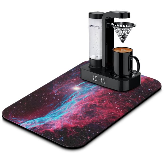 Planet Dish Drying Mat, Star Moon Sun Spacecraft Absorbent Kitchen Mat, Outer Space Aesthetic