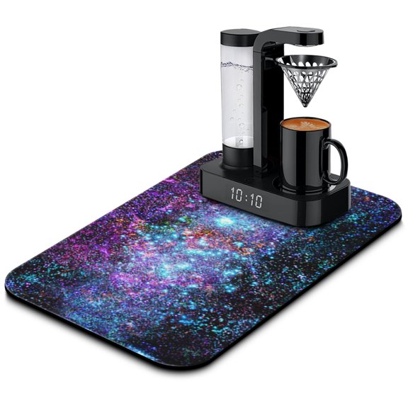 Planet Dish Drying Mat, Star Moon Sun Spacecraft Absorbent Kitchen Mat, Outer Space Aesthetic
