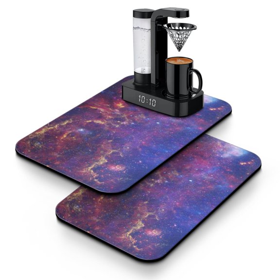 Planet Dish Drying Mat, Star Moon Sun Spacecraft Absorbent Kitchen Mat, Outer Space Aesthetic