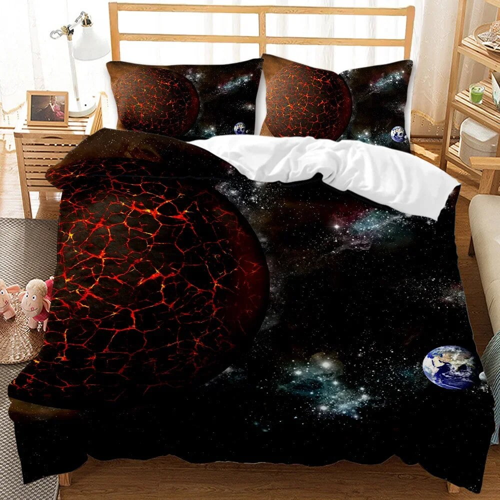 Duvet Cover Universe Bedding Set Solar System Outer Space Quilt