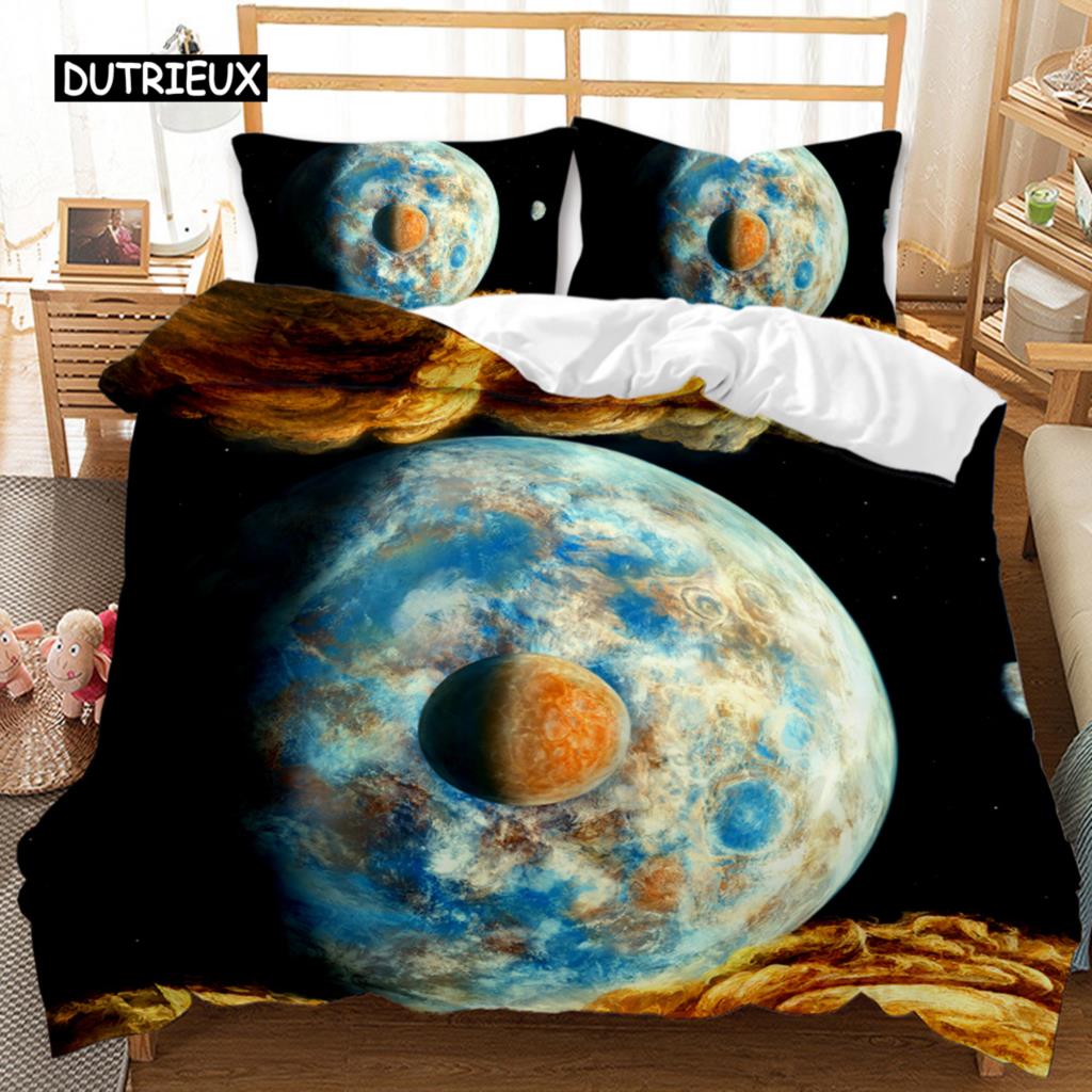 Planet Duvet Cover Universe Twin Bedding Set Solar System Outer Space ...