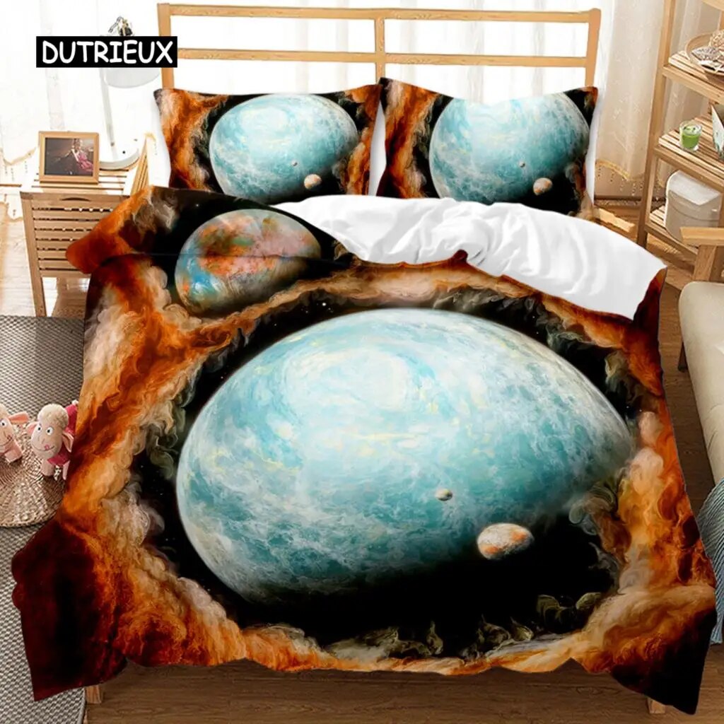 Duvet Cover Universe Twin Bedding Set Solar System Outer Space