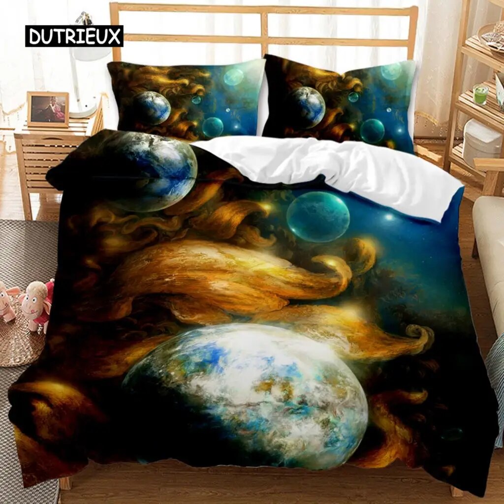 Duvet Cover Universe Twin Bedding Set Solar System Outer Space