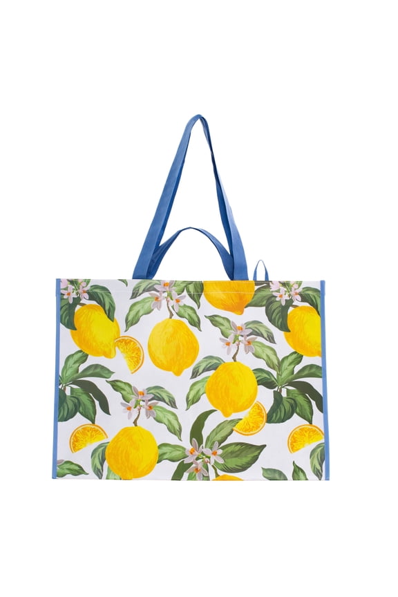 Extra-Large Reusable Shopping Bag, Grocery Tote Bag with Double Handles, Blue