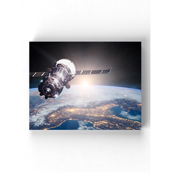 Planet Earth And Spacecraft Wrapped Canvas -Image by Shutterstock,