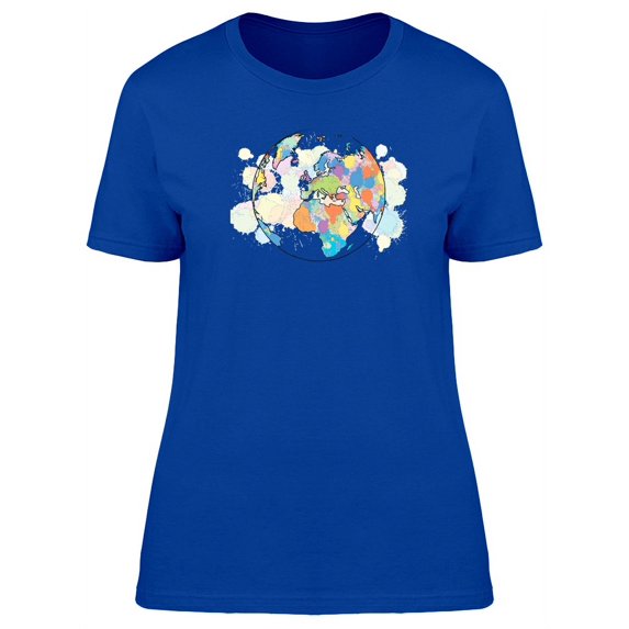 Planet Earth Colorful Splashes T-Shirt Women -Image by Shutterstock, Female Small