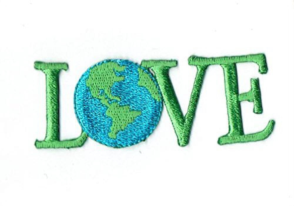 Peace007-SAVEHEART Iron-On Embroidered Patches (2 Pcs) - Save The Nature & Love Earth Heart, 7-8cm