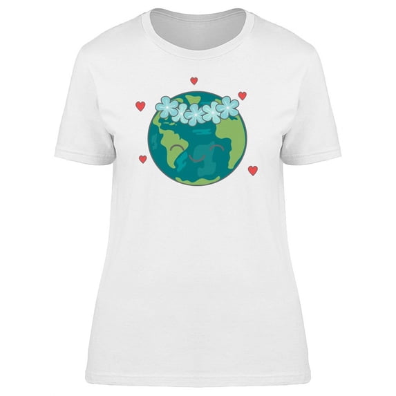 Planet Earth With Flowers T-Shirt Women -Image by Shutterstock, Female x-Large