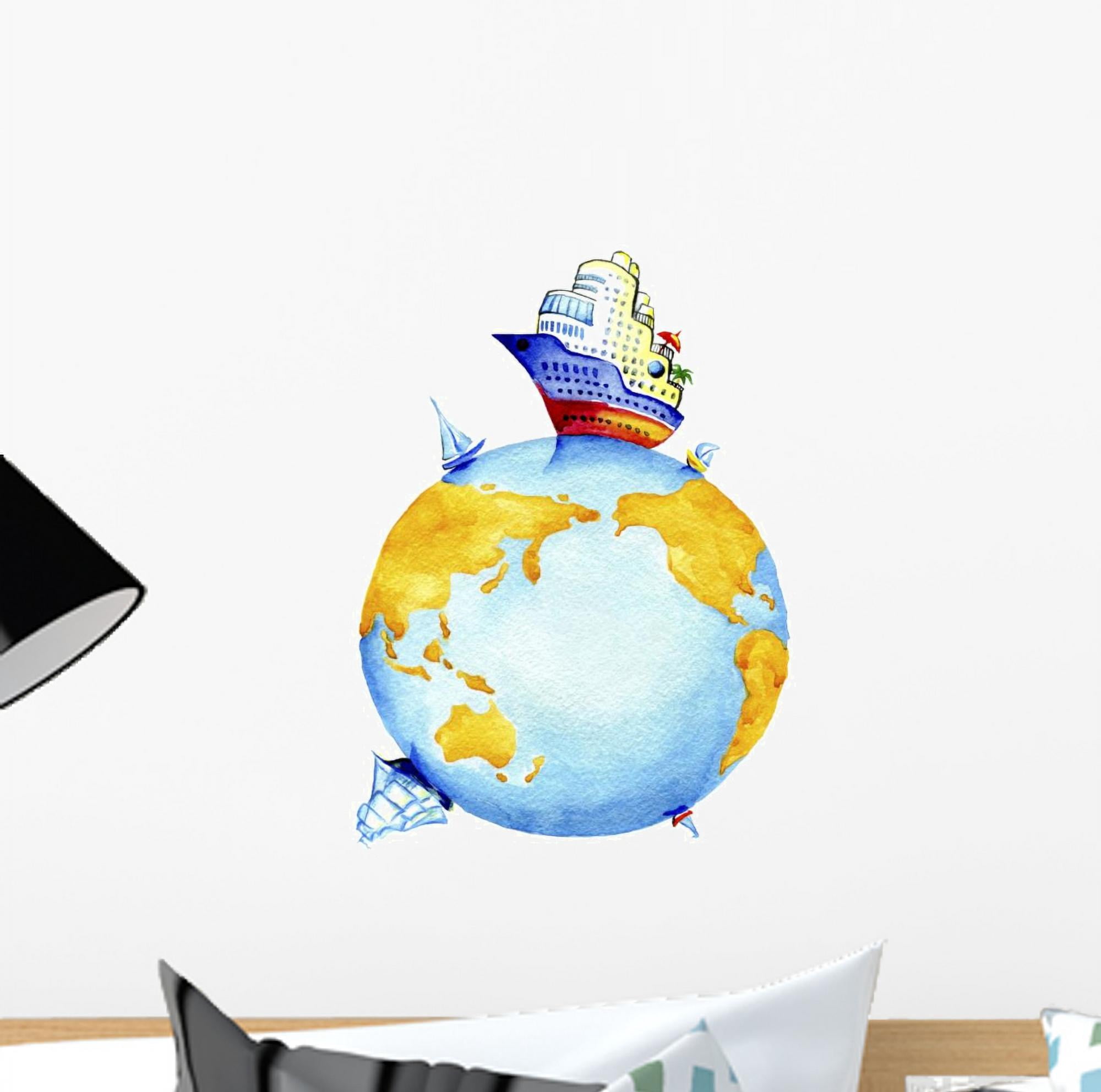 Planet Earth World Waterways Wall Decal Wallmonkeys Peel and Stick ...