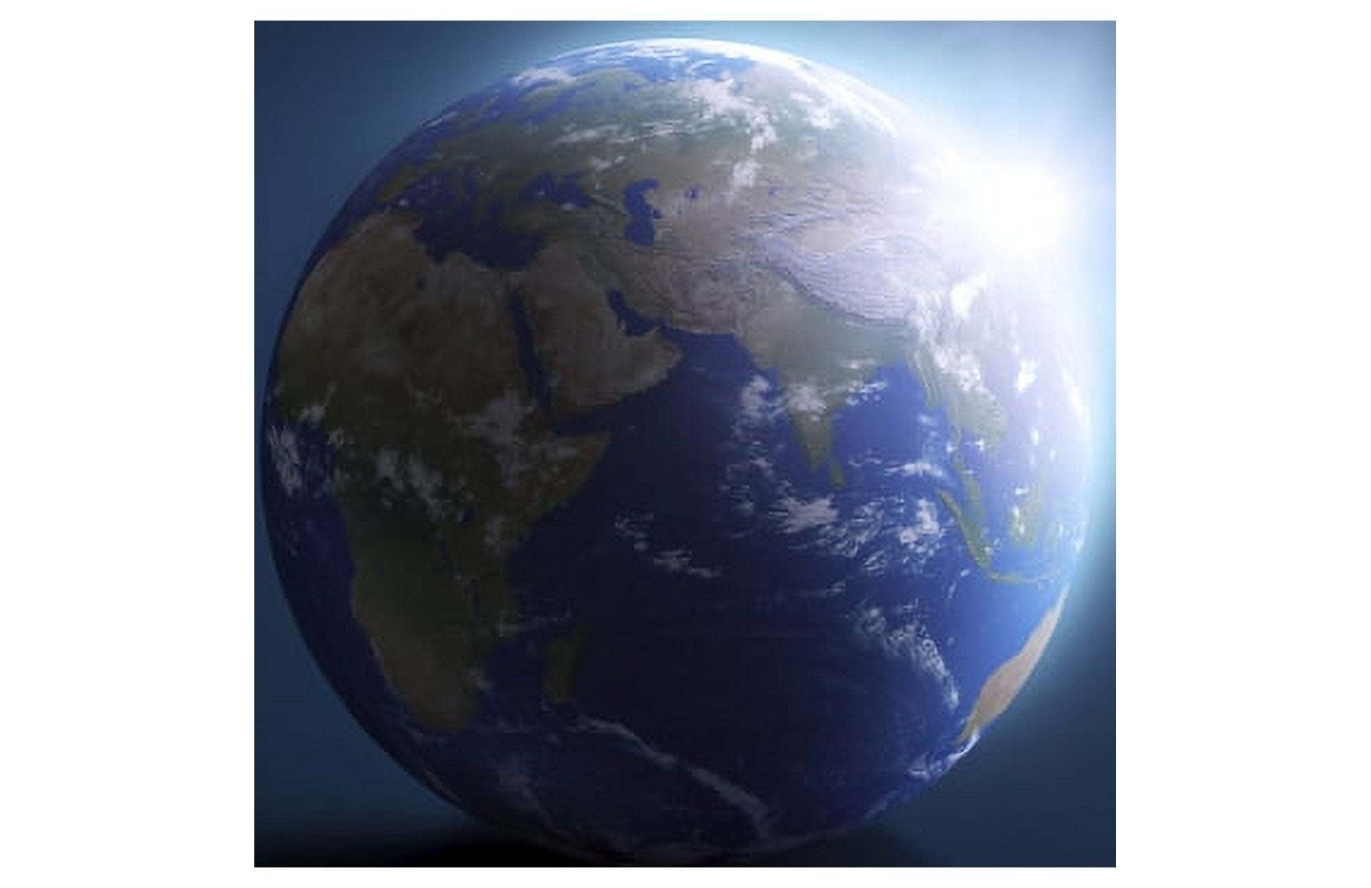 Planet Earth and sunlight on a dark blue background Canvas Art - Evgeny KuklevStocktrek Images (18 x 12)