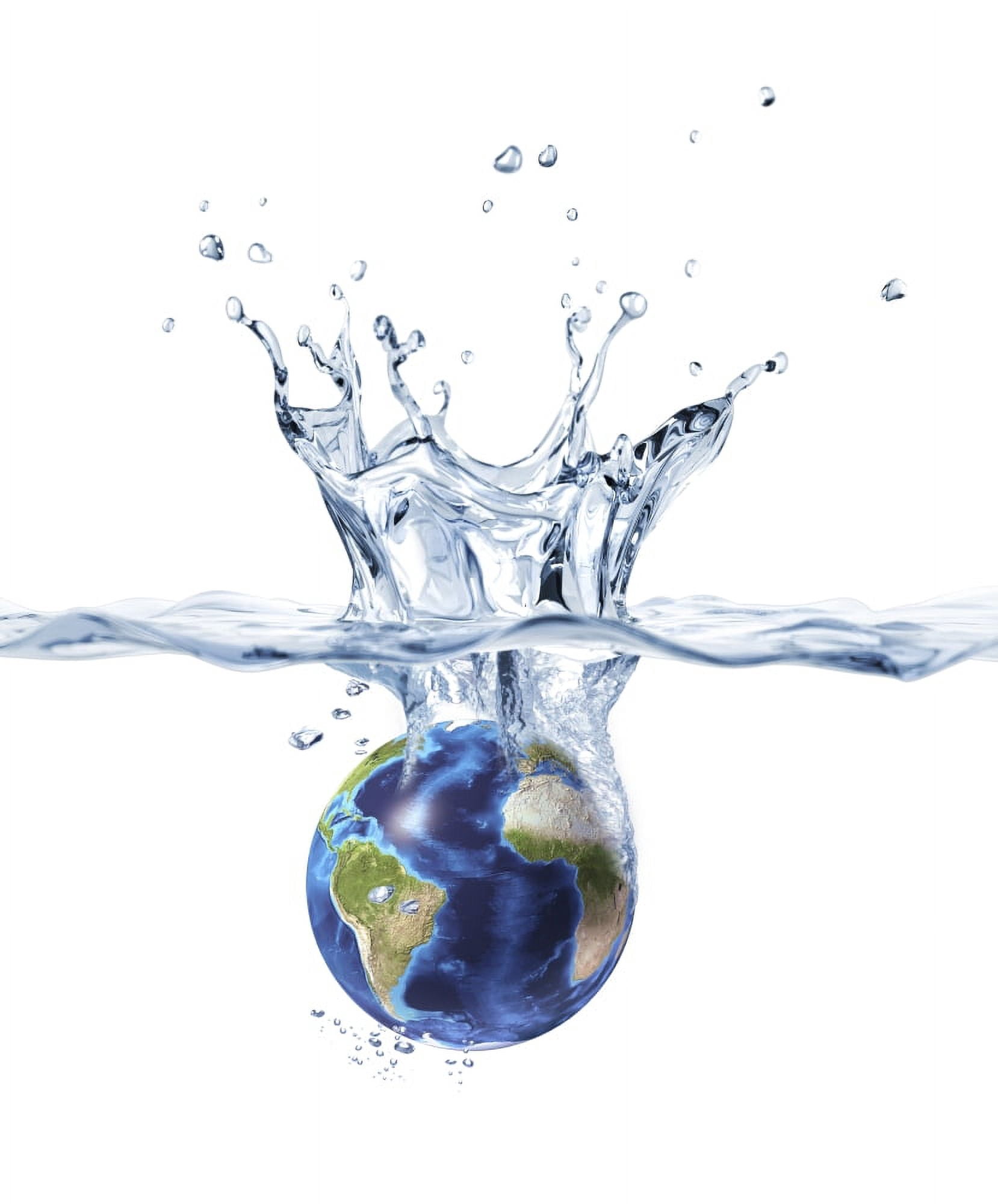 Planet Earth falling into clear water forming a crown splash Canvas Art - Leonello CalvettiStocktrek Images (26 x 31)