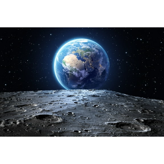 Planet Earth from the Moon Outer Space Outerspace Blue Marble Photo Cool Wall Art Print Poster 12x18