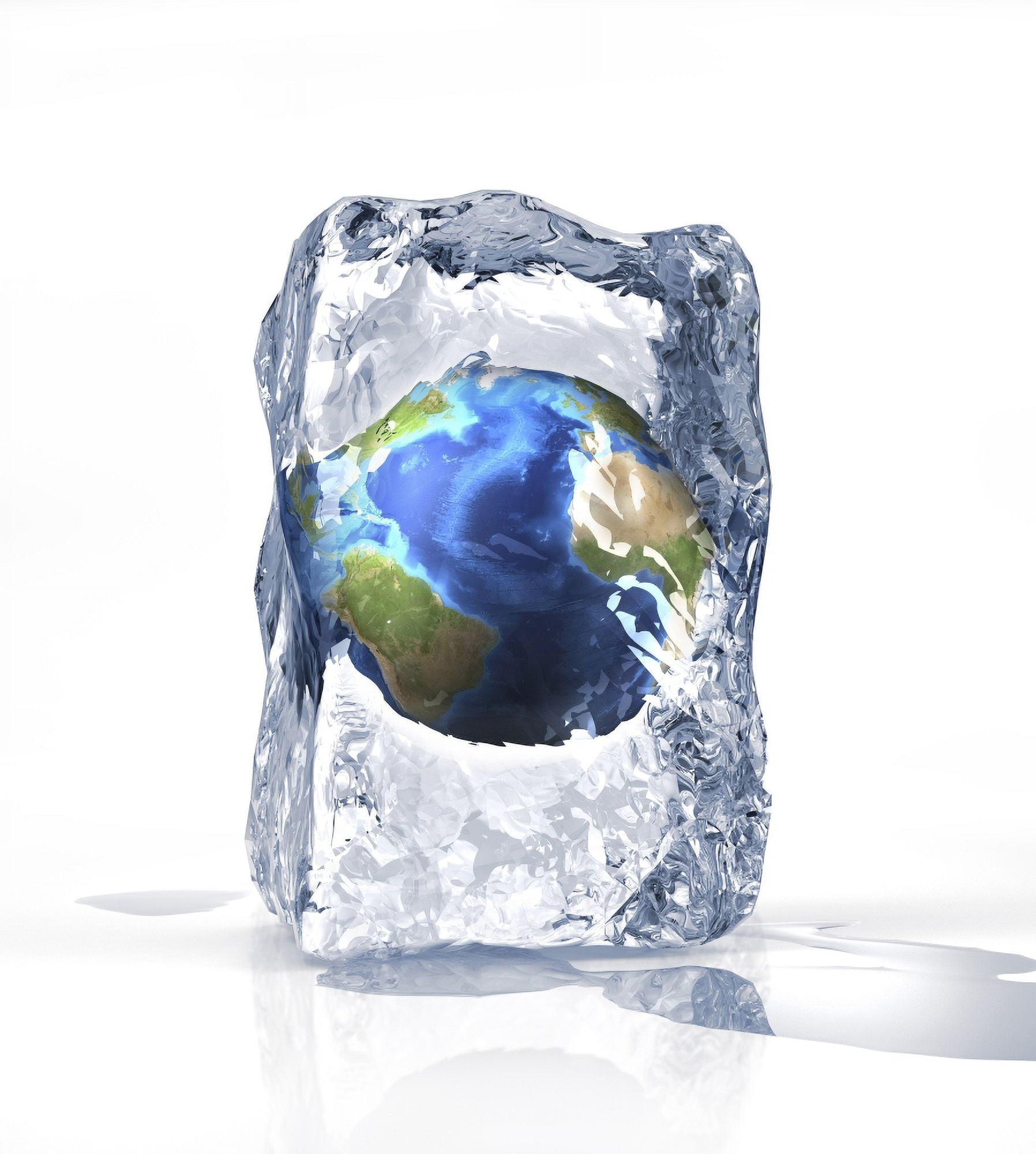 Planet Earth frozen inside of an ice block Canvas Art - Leonello CalvettiStocktrek Images (27 x 30)