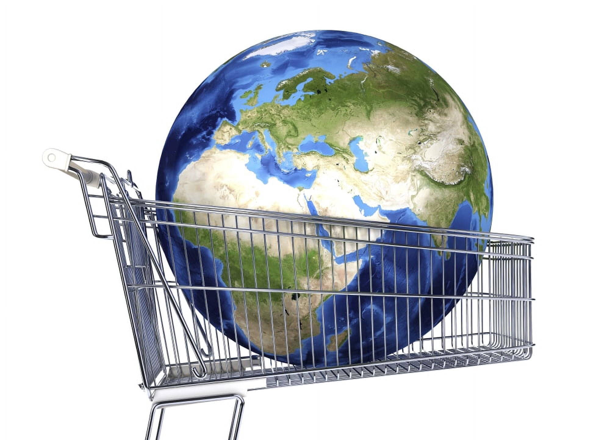 Planet Earth inside supermarket trolley Canvas Art - Leonello CalvettiStocktrek Images (34 x 24)