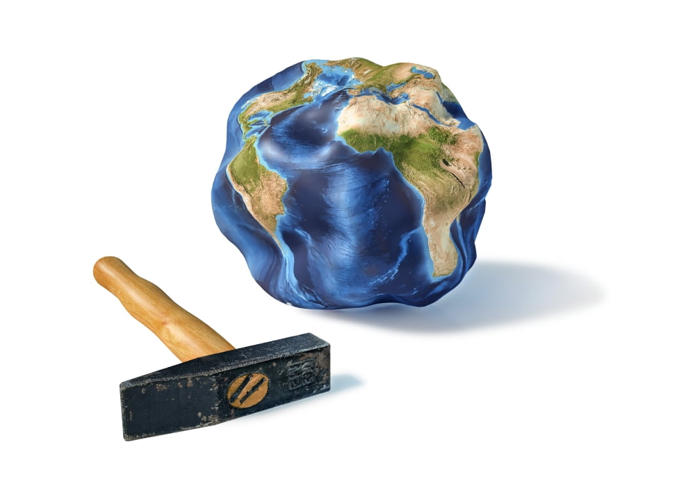 Planet Earth smashed by a hammer Canvas Art - Leonello CalvettiStocktrek Images (17 x 12)