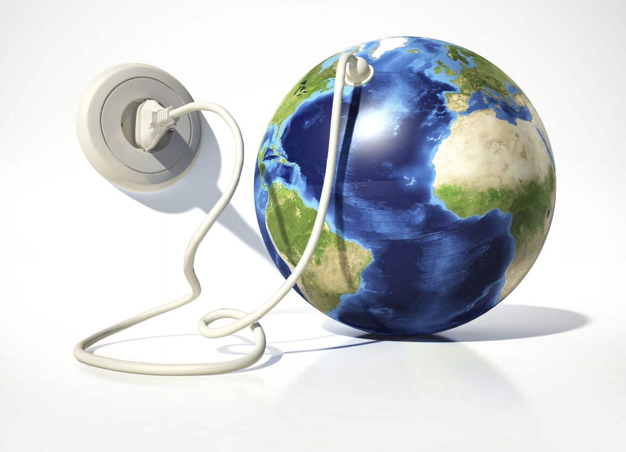 Planet Earth with electric cable plug and socket Canvas Art - Leonello CalvettiStocktrek Images (34 x 24)