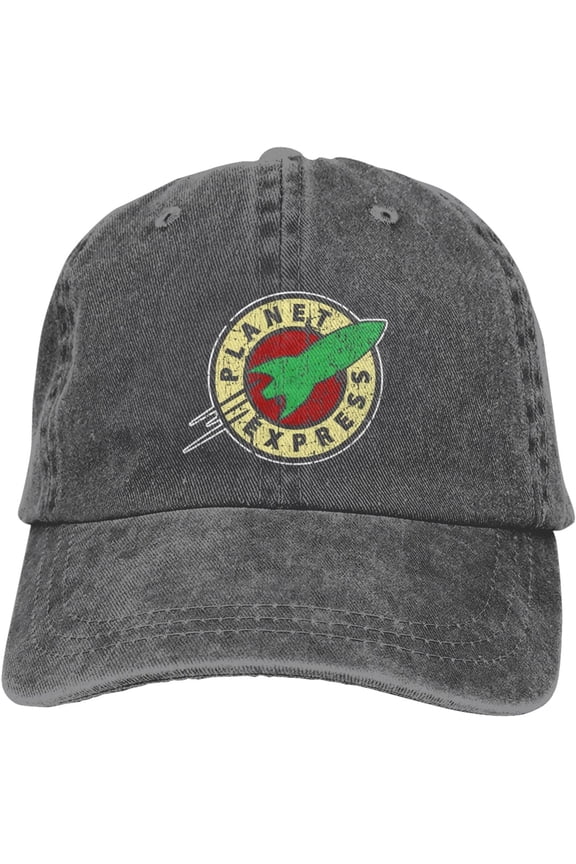 Planet Express Men's Black Adjustable Vintage Washed Denim Baseball Cap Dad Hat Trucker Cap (one Size, Deep Heather)