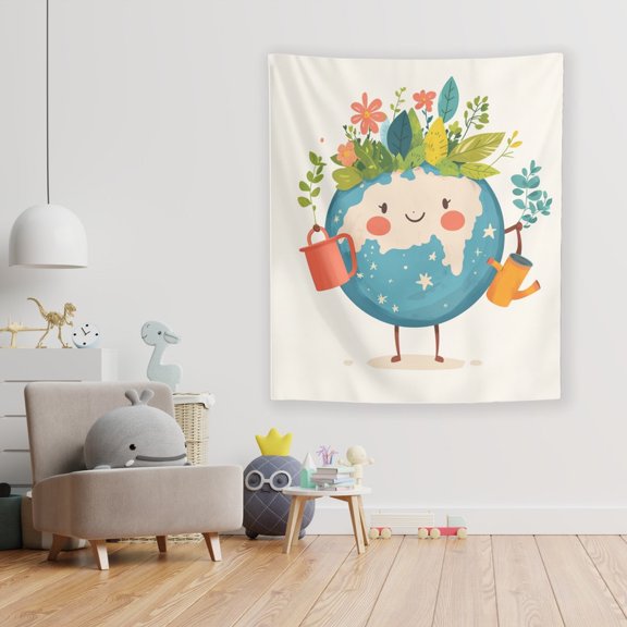 Planet Gaia (light) Wall Tapestry by Dancing Littles Jungle