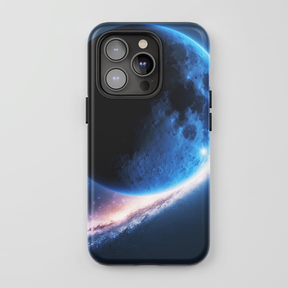 Planet Galaxy Tough Phone Case For All iPhone Series Protective Phone Case Space Art Blue
