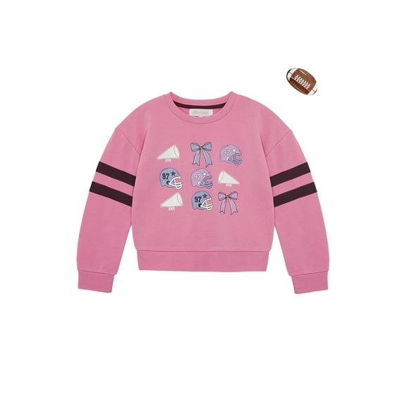Planet Gold Girls Game Day Graphic Sweatshirt with Hair Clip, Sizes 4-18