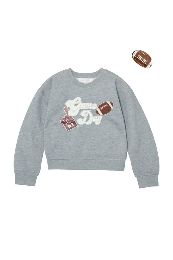 Girls Game Day Graphic Sweatshirt with Hair Clip, Sizes 4-18