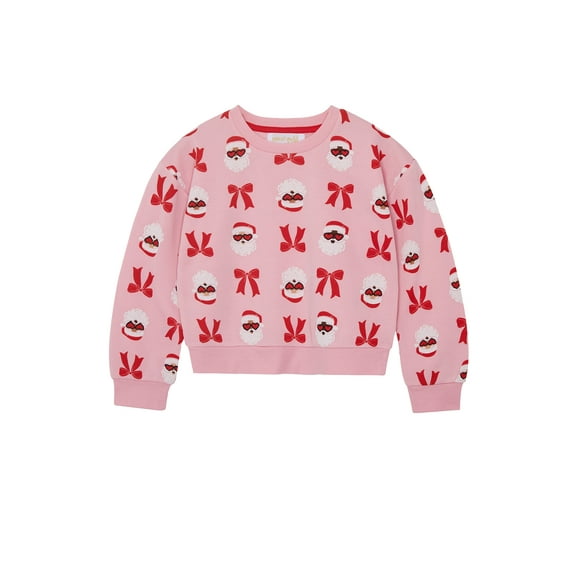 Planet Gold Girl's Holiday Santa Sweatshirt, Sizes 4-18