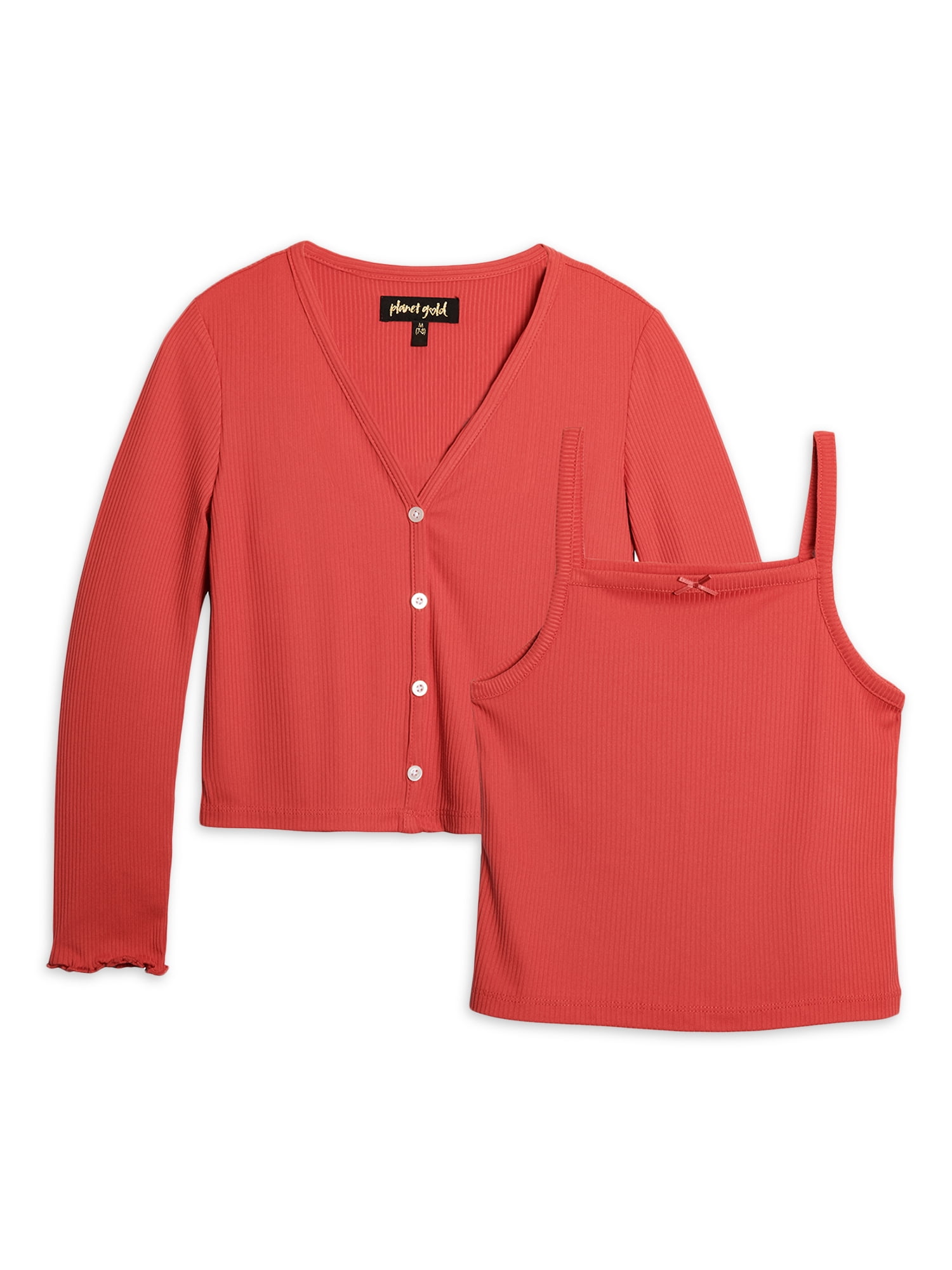 Planet Gold Girl s Long Sleeve Cami Cardigan Set Sizes 4 5 18 planet-gold-girl-s-long-sleeve-cami-cardigan-set-sizes-4-5-18