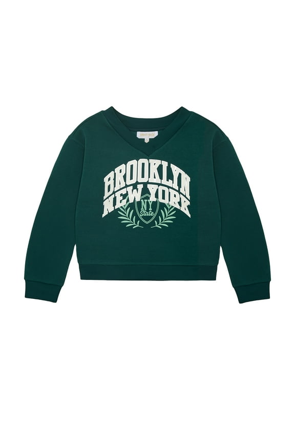 Girls Brooklyn New York V-Neck Sweatshirt, Sizes 4-18